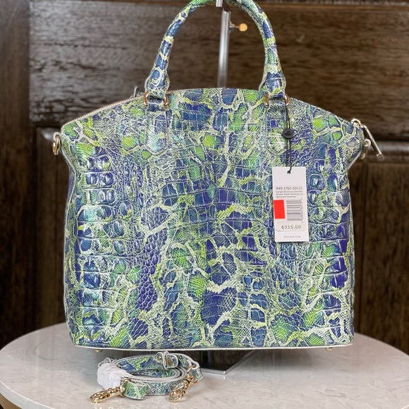 Brahmin Large Duxbury Satchel Green Viper Melbourne Handbag NWT - Picture 2 of 6